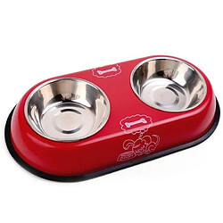 2 en 1 Double Bol Distributeur de Nourritures Gamelle en Acier INOX Écuelle à Chat Bols Support Petit Moyen Chien Ch#375