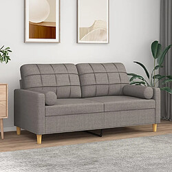 Maison Chic Canapé 2 places avec oreillers,Sofa de Salon,Canapé droit décoratifs taupe 140 cm tissu -GKD810431