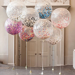 Wewoo 2 PCS 36 pouce Rond Transparent Coloré Confettis Ballon Arrangement De Mariage Grand Ballons Décoration Boule Boom