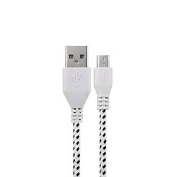 Shot Cable Tresse 1m Micro USB pour Manette Playstation 4 PS4 Smartphone Android Chargeur USB Lacet Fil Nylon (BLANC)