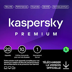 Kaspersky Premium - Licence 1 an - 20 appareils - A télécharger 