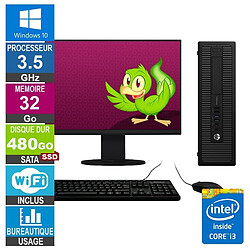 PC HP 800 G1 SFF i3-4150 3.50GHz 32Go/480Go SSD Wifi W10 + Ecran 19 - Reconditionné