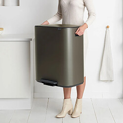 Poubelle à pédale 2x30l platinum - 211546 - BRABANTIA pas cher