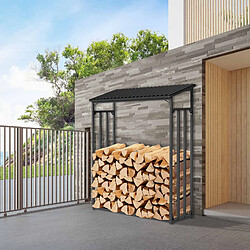 Abri à Bûches Extérieur Gardiun Wood Shed II 130x70x185cm Acier Galvanisé, Couverture Imperméable, Bâche et Support Inférieur