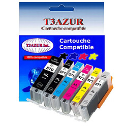 Lot de 6 Cartouches Compatibles pour Canon Pixma MG7751, MG7752, MG7753, MG7700 - T3AZUR Lot de 6 Cartouches Compatibles pour Canon Pixma MG7751, MG7752, MG7753, MG7700 (1Bk/1PBk/1C/1M/1Y/1GY) - T3AZUR