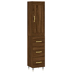 vidaXL Buffet haut Chêne marron 34,5x34x180 cm Bois d'ingénierie