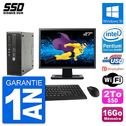 PC HP ProDesk 400 G3 SFF Ecran 27" G4400 RAM 16Go SSD 2To Windows 10 Wifi - Occasion