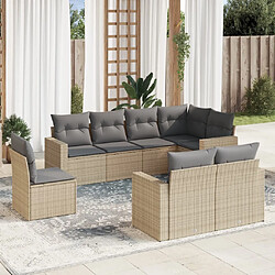 Maison Chic Salon de jardin avec coussins 8 pcs | Ensemble de Table et chaises | Mobilier d'Extérieur beige résine tressée -GKD11359