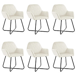 vidaXL Chaises à manger lot de 6 crème velours