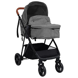 vidaXL Poussette pour bébé 2-en-1 Gris clair et noir Acier