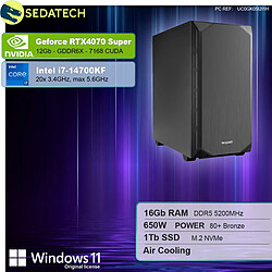 Sedatech PC Gamer Silent Silent • Intel i7-14700KF • RTX4070 Super • 16Go DDR5 • 1To SSD M.2 • Windows 11