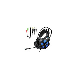 Universal COOL2000 3.5mm + USB câblé casque de jeu omnidirectionnel casque stéréo rétroéclairé LED avec microphone.