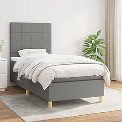 vidaXL Sommier à lattes de lit avec matelas Gris foncé 100x200cm Tissu