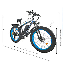 Vélo électrique keteles K800, 1000 W, 26 ", 18 Ah, 21 vitesses, 45 km / h -Bleu