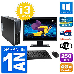 PC HP 8300 SFF Ecran 27" Intel i3-3220 RAM 4Go Disque 250Go Windows 10 Wifi - Occasion