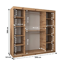 Avis Abiks Meble Armoire Boliwia à portes coulissantes 200/200/62 2 portes (blanc/noir)