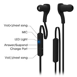 Avis Wewoo Casque de sport Écouteurs intra-auriculaires Bluetooth sans fil style BT-H06 magnétiques V4.1 Noir