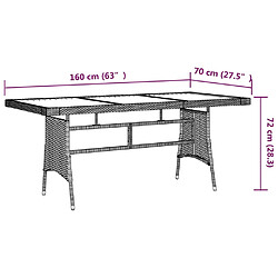 vidaXL Table de jardin Gris 160x70x72 cm Résine tressée et acacia pas cher