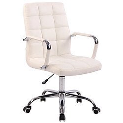 Decoshop26 Fauteuil de bureau sur roulettes hauteur réglable pivotant accoudoirs en PVC blanc 10_0002458