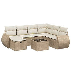 vidaXL Salon de jardin avec coussins 8 pcs beige résine tressée