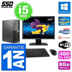 PC Lenovo M90 SFF Ecran 22" Intel Core i5-650 RAM 8Go SSD 480Go Windows 10 Wifi · Occasion 