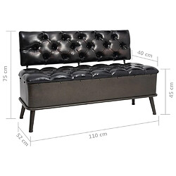 vidaXL Banc de rangement avec dossier 110 cm Noir Similicuir pas cher