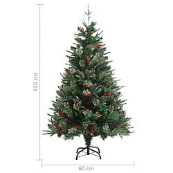 vidaXL Sapin de Noël avec pommes de pin Vert 120 cm PVC et PE pas cher