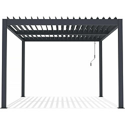 Habitat Et Jardin Pergola bioclimatique avec led Windsor en aluminium 3 x 4 - Gris