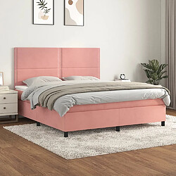 Maison Chic Lit Adulte - Lit simple Lit à sommier tapissier avec matelas moelleux - Meuble de Chambre - Rose 180x200 cm Velours -MN49243