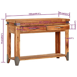 vidaXL Table console 110x34x74 cm Bois d'acacia massif pas cher