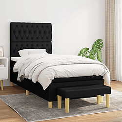 vidaXL Sommier à lattes de lit avec matelas Noir 100x200 cm Tissu