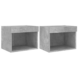 vidaXL Tables de chevet murales avec lumières LED 2 pcs gris béton