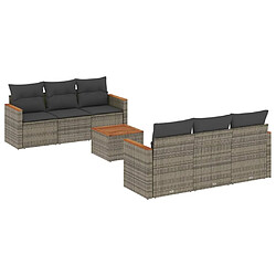 vidaXL Salon de jardin avec coussins 7 pcs gris résine tressée