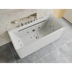 Vente-Unique Baignoire balnéo semi-ilot blanche - 1 place - 470 L - 170 x 75 cm - KIRANA