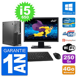 PC Lenovo M90 SFF Ecran 22" Intel i5-650 RAM 4Go Disque 250Go Windows 10 Wifi - Occasion