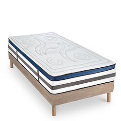 MAISON AUBERTIN Matelas Mémoire 30cm + Sommier Bois 90 x190cm