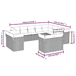 Avis vidaXL Salon de jardin avec coussins 12 pcs marron résine tressée