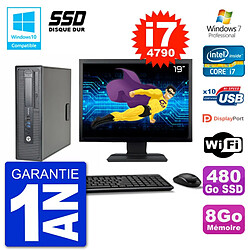 PC HP EliteDesk 800 G1 SFF Ecran 19" i7-4790 8Go SSD 480Go Graveur DVD Wifi W7 · Occasion 