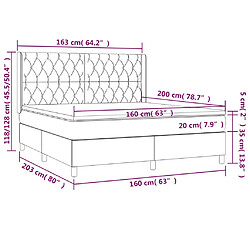 vidaXL Sommier à lattes de lit matelas et LED Bleu 160x200 cm Tissu pas cher