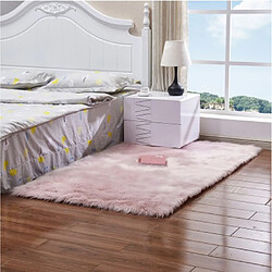 LUUCOZK Tapis moelleux en fausse fourrure, tapis à poils longs pour chambre à coucher, salon, rose-60x120CM 