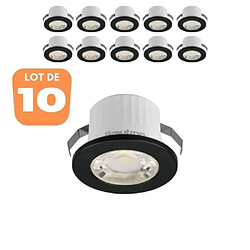 BRAYTRON Lot de 10 minis spots LED rond noir 3W 3000K IP54