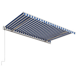 Avis vidaXL Auvent rétractable automatique 450x300 cm Bleu et blanc