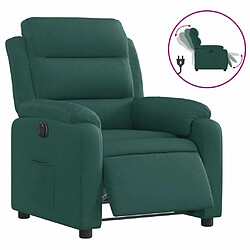 Maison Chic Fauteuil Relax pour salon, Fauteuil inclinable électrique Vert foncé Tissu -GKD93211