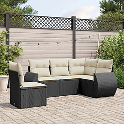 Maison Chic Ensemble de 5 Tables et chaises d'extérieur avec coussins,Salon de jardin noir résine tressée -GKD891279