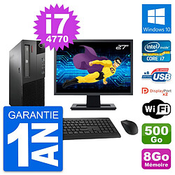 PC Lenovo M93p SFF Ecran 27" Intel i7-4770 RAM 8Go Disque 500Go Windows 10 Wifi · Occasion 