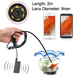 Wewoo Endoscope numérique noir pour Android et iOS, Longueur: 2m, Diamètre de l'objectif: 9mm 2.0MP HD Caméra 30m Sans Fil Distance Métal WiFi Box Etanche IPX67 Serpent Tube d'inspection avec 6 LED