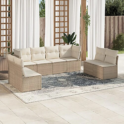 vidaXL Salon de jardin avec coussins 8 pcs beige résine tressée 