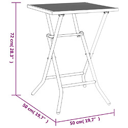 vidaXL Table de jardin pliable anthracite 50x50x72 cm maille d'acier pas cher