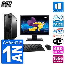 PC Lenovo M93p SFF Ecran 19" Intel G3220 RAM 16Go SSD 480Go Windows 10 Wifi - Occasion