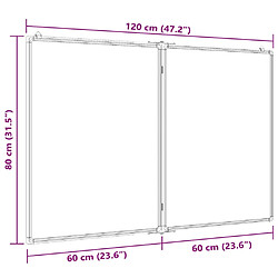 vidaXL Tableau blanc magnétique pliable 120x80x1,7 cm aluminium pas cher